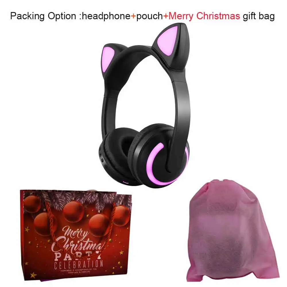 cat ear headphone 4 BONWAYE беспроводные Bluetooth кошачьи наушники с семью видами светодиодный светильник мигающий Светящийся Косплей Необычные кошачьи наушники подарки - Цвет: cat ear headphone 4