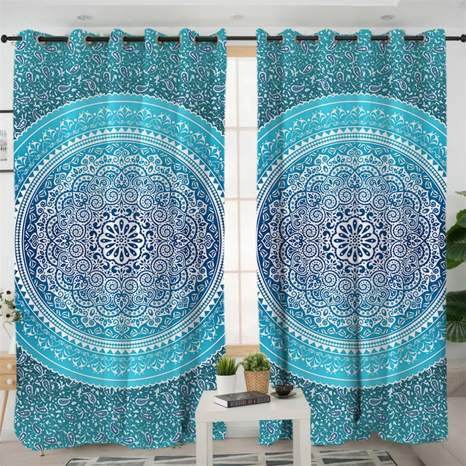 Постельные принадлежности Outlet Boho синяя занавеска s для гостиной спальни затемненная богемная занавеска декоративная оконная обработка cortinas 1 шт