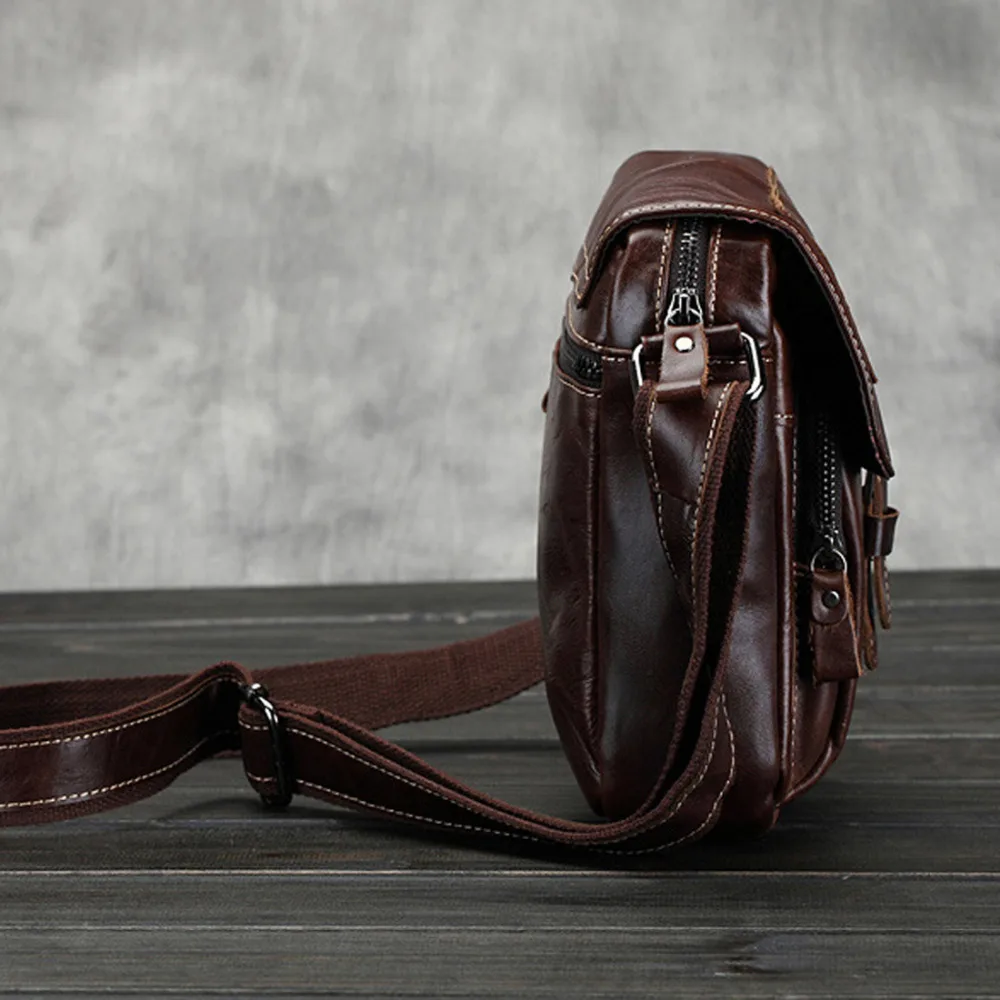 Новая мужская сумка мессенджер из натуральной воловьей кожи в стиле ретро с