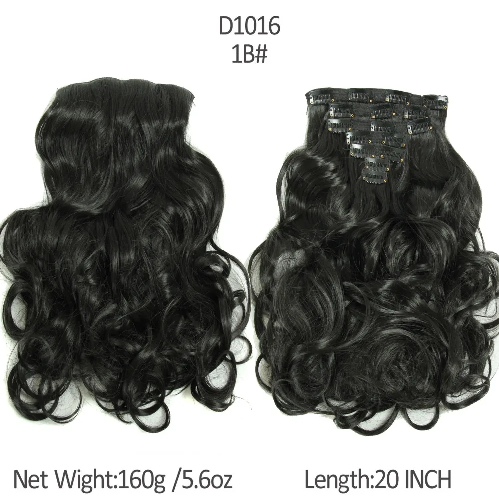 20inch 160g Curly Clip On Natural Hair Synthetic Styling in Extensions 6Piece Blonde Piece hair apply |