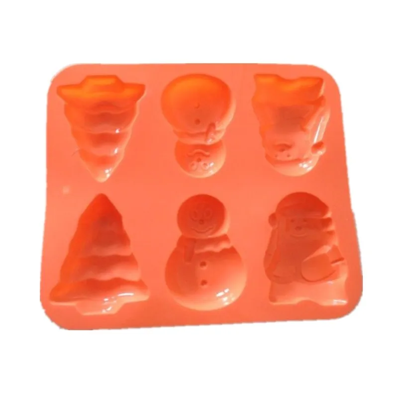 6 отверстий Санта-Клаус Рождественская елка Снеговик силиконовая форма для
