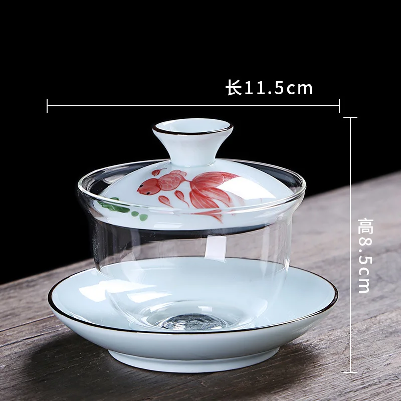 Китайская традиционная керамическая фарфоровая чайная чаша Gaiwan с крышкой и блюдцем комплект/Офисная черная чайная церемония Drinkare украшение горшок набор - Цвет: 1