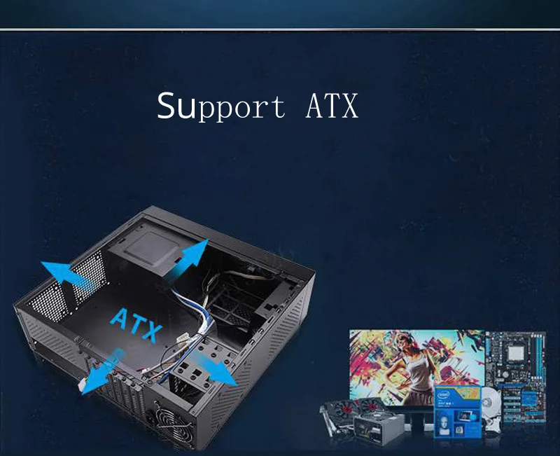 Горизонтальный ATX HTPC чехол для компьютера ITX чехол для домашнего кинотеатра Настольный игровой ящик кронштейн алюминиевый корпус материнская плата PSU