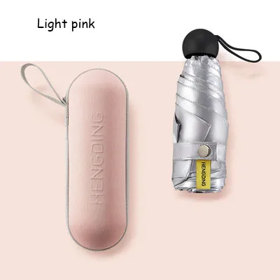 light pink Мини Pocke зонтик для женщин серебряное покрытие супер легкий анти-УФ зонтик мужской путешествия бизнес зонтик падение температуры зонтик - Цвет: light pink