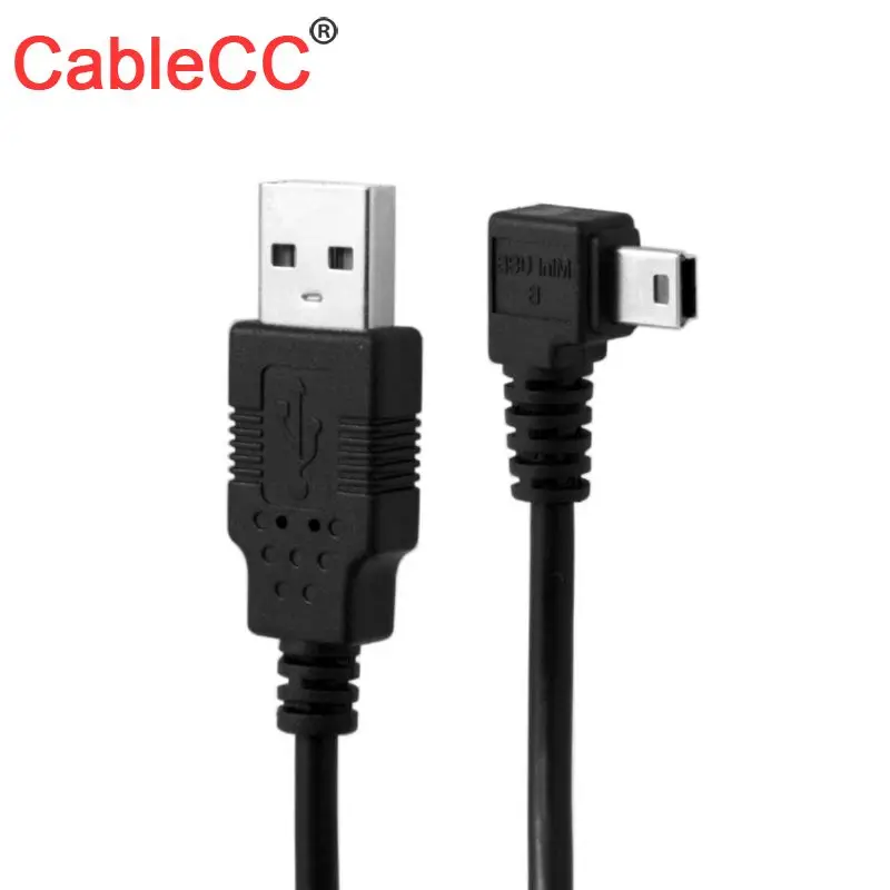 

Jimier CableCC Mini USB B Type 5pin Male Right Angled 90 Degree to USB 2.0 Male Data Cable with Ferrite 3.0m