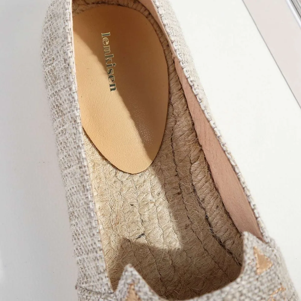 

Lenkisen fashion women ladies espadrille shoes hemp cartoon embroidery thick bottom fisherman flats breathable boat shoes L4f8