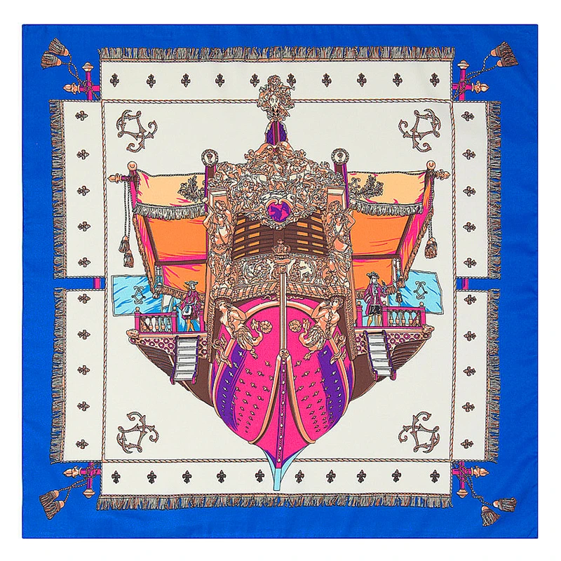 Женский квадратный шарф в европейском стиле [POBING] Шелковый саржевый с якорем и