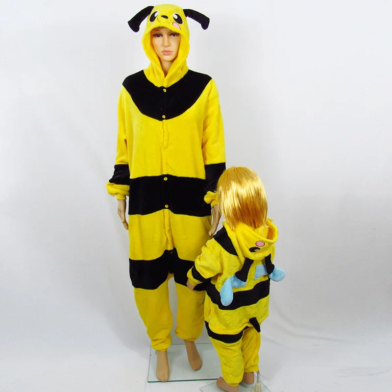 Onesie пчелы зима Для женщин пижамы для взрослых пары Пижама Единорог животных Femme