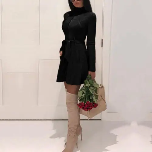 

Women Warm Winter Hooded Trench Coat Wool Blends Long Outwear Trench Tops