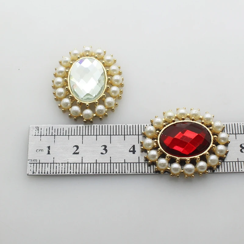 

YWXINXI Hot 5 pieces / batch 32 * 27MM Metal Rhinestone Jewelry Decoration DIY Craft Decoration Button Clothing Accessories