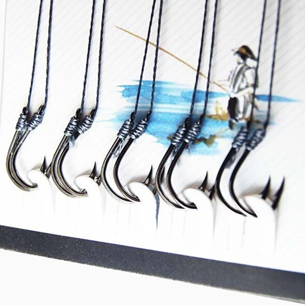 

70Pcs(7sizes ) Black Carbon Steel Material Anti-bite Fishing Lead Line Rope Wire+Fishing Hooks Fishing Tackles Lures