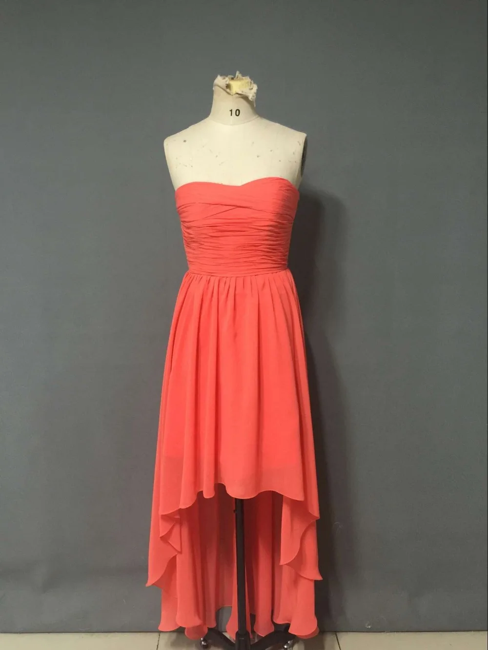 2016 New Arrival High Quality Real Sample Photo Coral Colour Low Chiffon Evening Dresses Custom Made Party Dress Women Gown | Свадьбы и