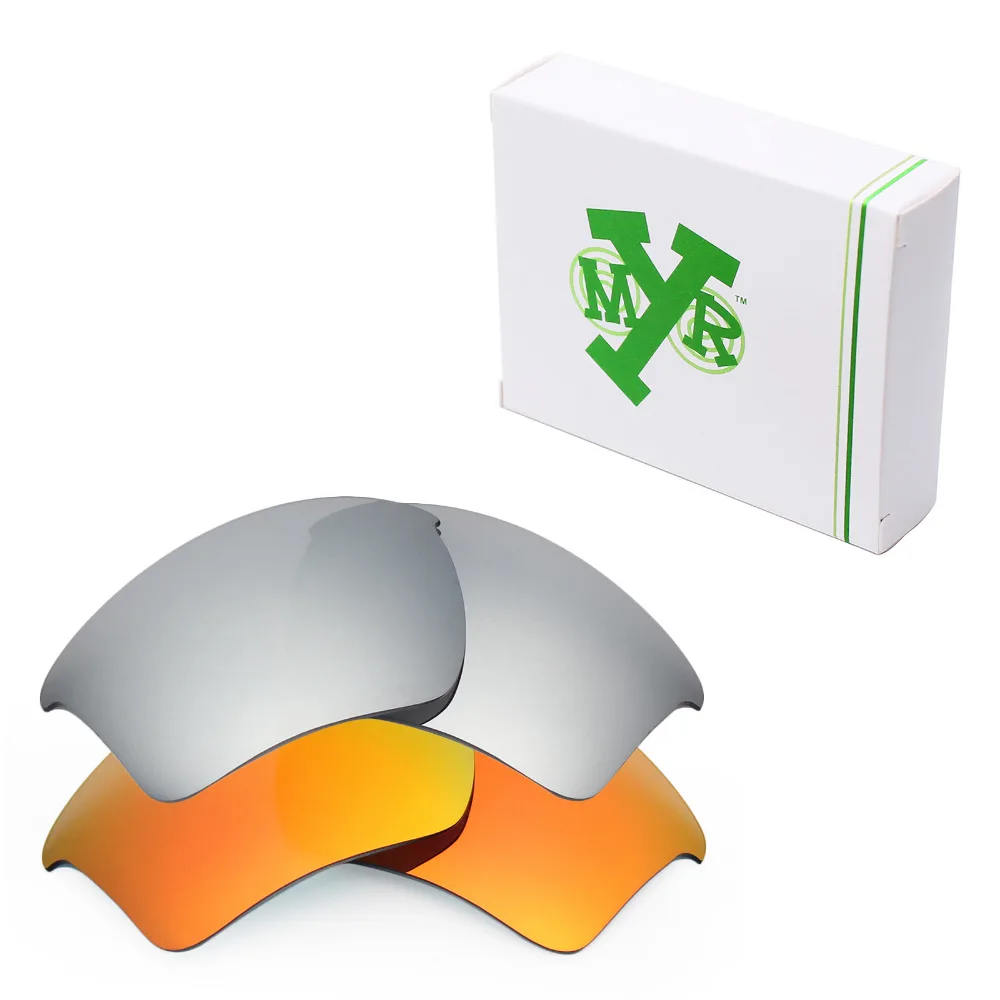 

2 пары поляризованных сменных линз SNARK для солнцезащитных очков Oakley Half Jacket 2,0 XL Серебристые Титановые и огненно-красные