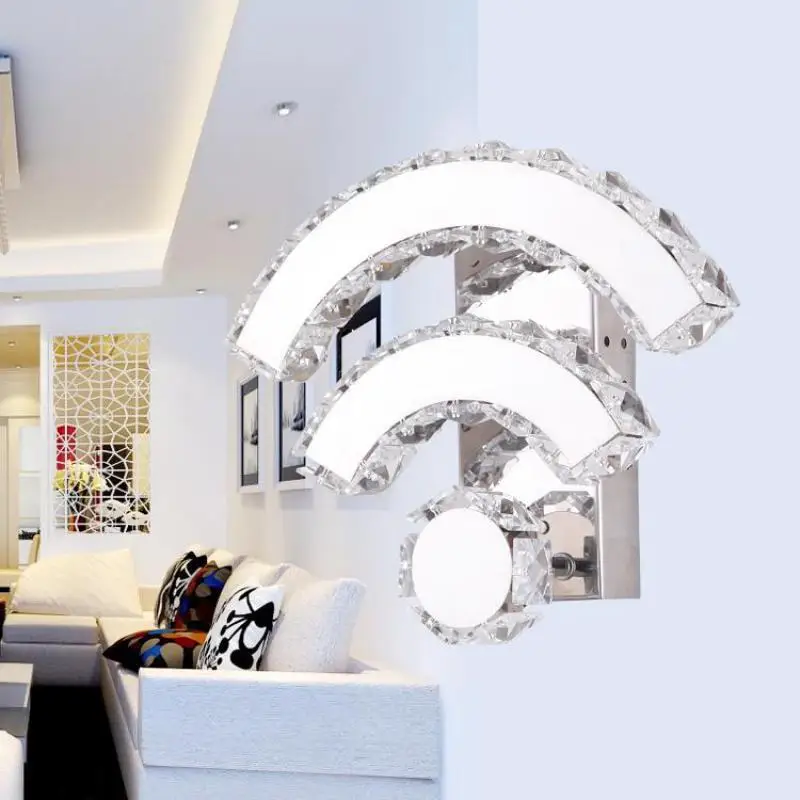 Современная хрустальная настенная лампа с хромированной зеркальной отделкой