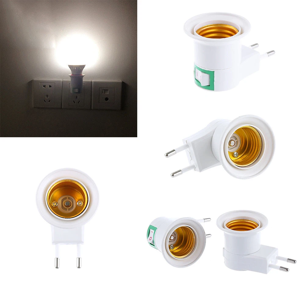 

Цоколь для лампы E27 со штекером для светодисветильник светильника штепсельная вилка Европейского типа адаптер конвертер для держателя лам...