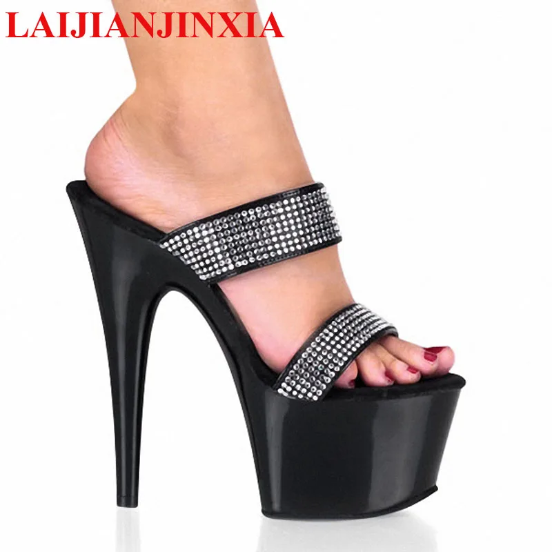 17 CM High Heels Slippers Club Night Sexy Pole Dancing Shoes Platform Women Shoes Rivets Dance Shoes G-006