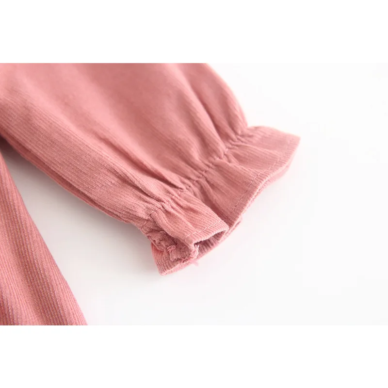 Cute Toddler Baby Girls Pink Corduroy Ruffles Dress Neckline Infant Fashion Spring Autumn Clothes | Детская одежда и обувь