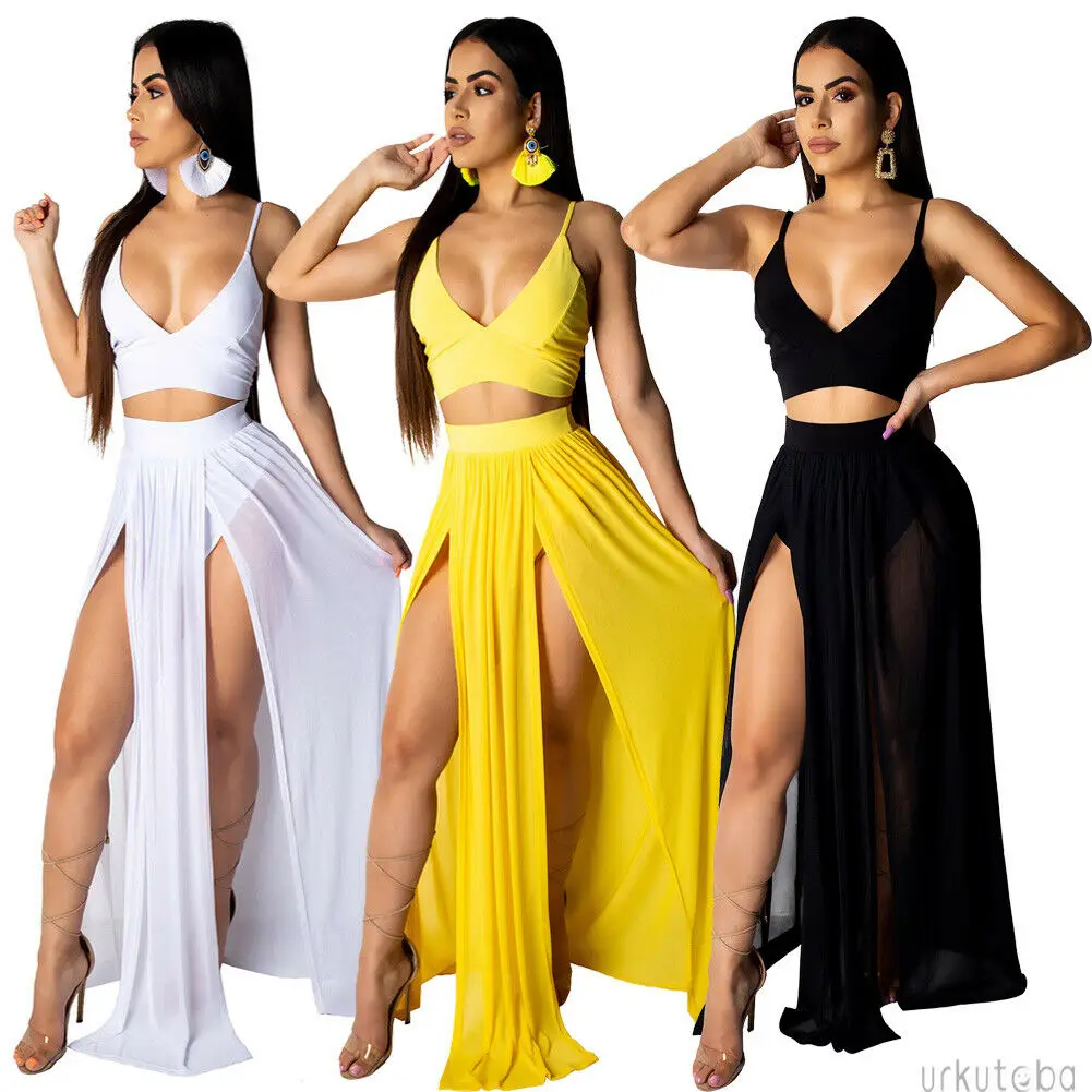 Женское длинное платье-макси с глубоким v-образным вырезом однотонное пляжное