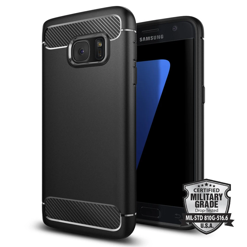 Оригинальные Spigen Rugged Armor для Samsung Galaxy S7 / Edge Текстура из углеродного волокна Гибкие