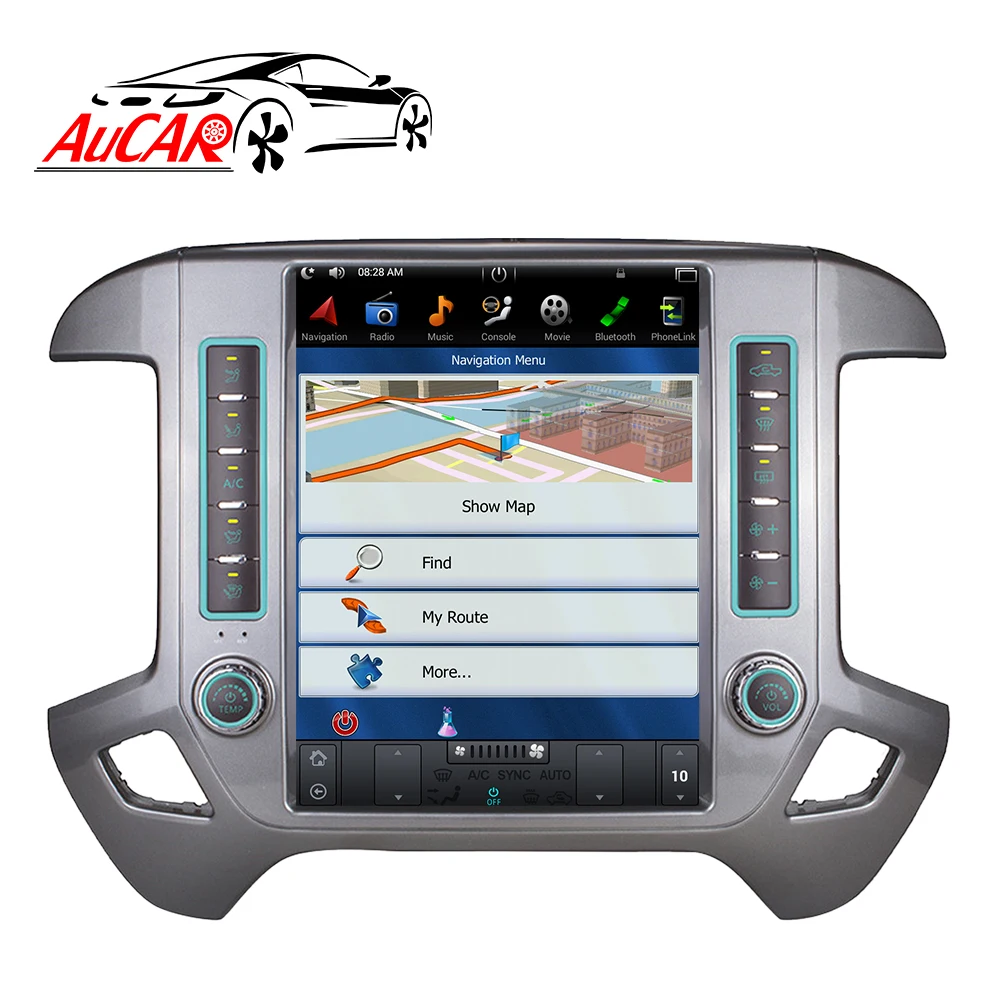 Автомагнитола AuCAR с вертикальным экраном для Chevrolet Silverado и GMC Sierra Tesla Style 12 1 дюймов