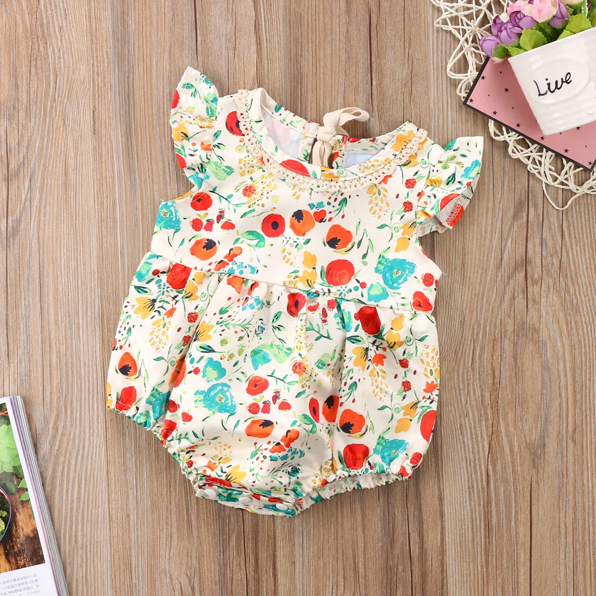 2018 новорожденных для маленьких девочек без рукавов с цветочным принтом