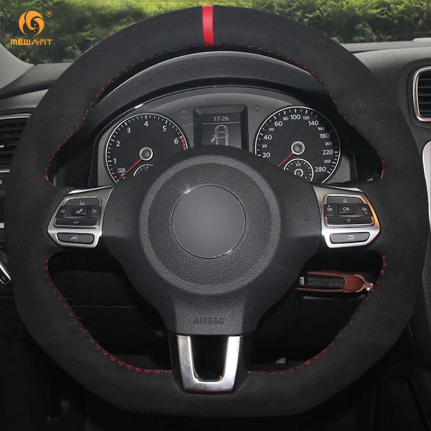 MEWANT черный замшевый чехол рулевого колеса автомобиля для Volkswagen Golf 6 GTI MK6 VW Polo Scirocco
