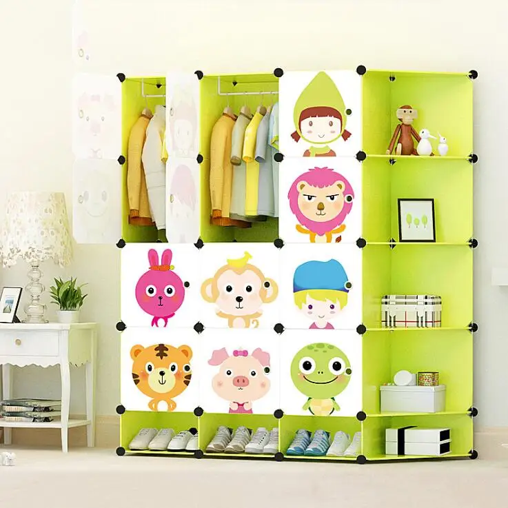 M DIY Детский мультяшный пластиковый шкаф для одежды простые сборочные шкафчики для одежды Многослойные шкафы для хранения для детей - Цвет: M