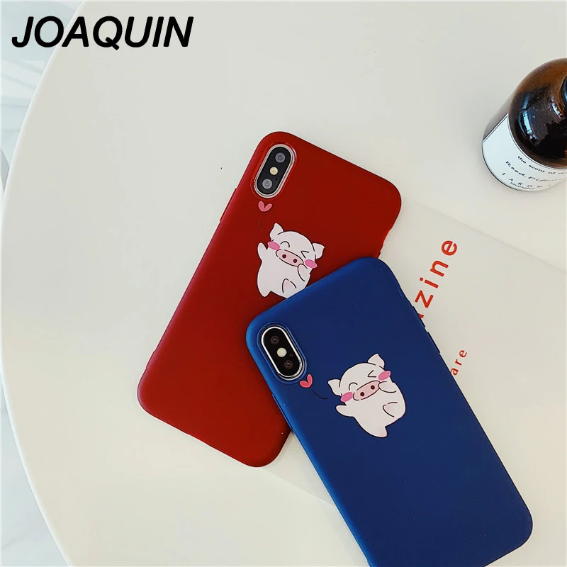 Мультфильм сердце любовь свинья чехол для iPhone XS Max XR X 8 7 6 s плюс задняя крышка