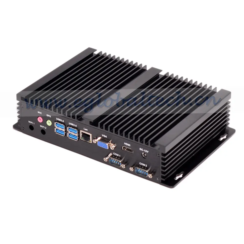 2019 Eglobal безвентиляторный промышленный мини-ПК Windows10 Intel Core i3 4010u / i5 4200u 5250u 2 * COM 1 Lan