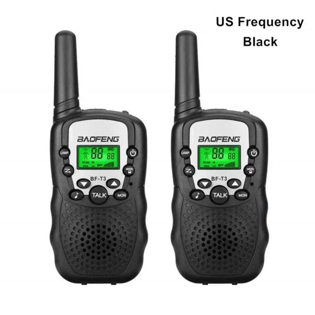 2 шт. мини Baofeng BF-T3 портативная рация 8/22 каналов для детей двухстороннее радио 10 тонов вызова КВ трансивер коммуникатор T3 - Цвет: 2 Black US