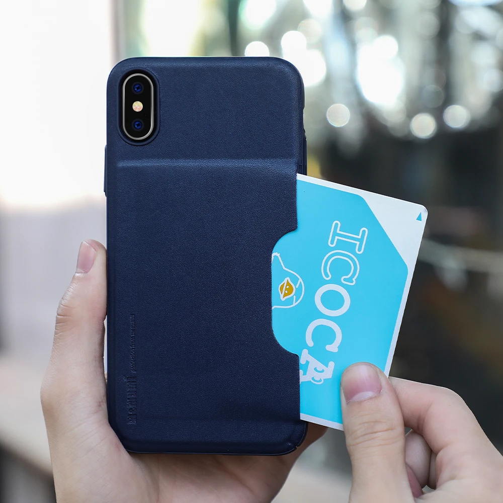 Жесткий чехол memumi для iPhone X кожаный Карманный накладка с отделением карт легкий