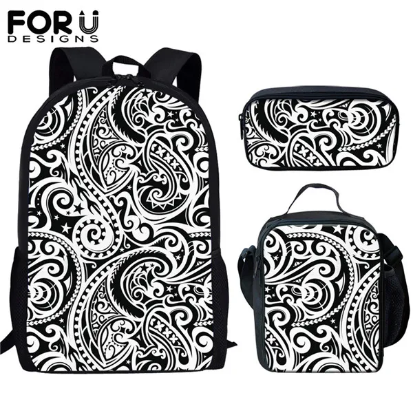 HX395CGK FORUDESIGNS Polynesian Traditional Tribal Print 3pcs Primary Kids School Bags Set Children School Backpack Satchel Shoulder Bags - Цвет: HX395CGK