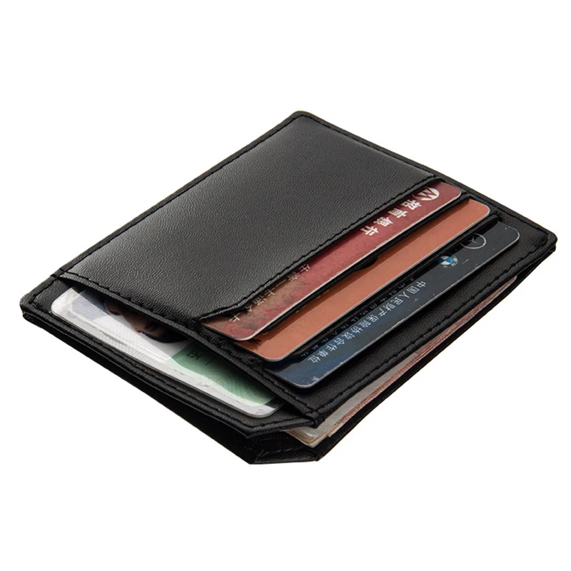 Новинка модный однотонный мужской держатель для карт из кожи 2-слойный тонкий