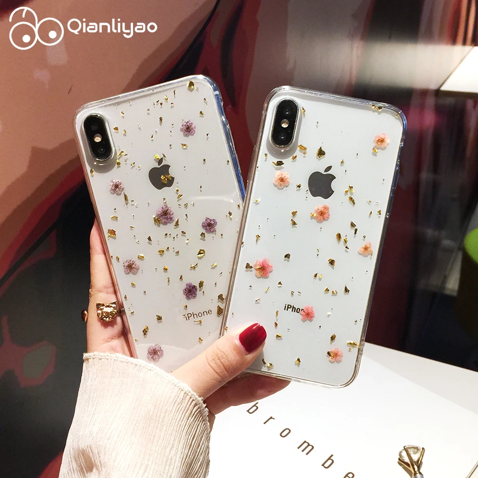 Qianliyao чехол для телефона с натуральными цветами и сушеными iPhone 11 Pro Max X 6 6S 7 8 plus XR XS