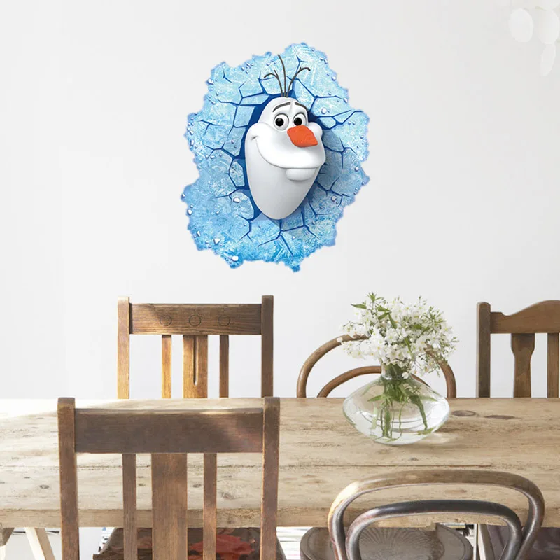 3D фильм мультфильм стены наклейки олаф на DIY ребенок обои арт дизайн украшение