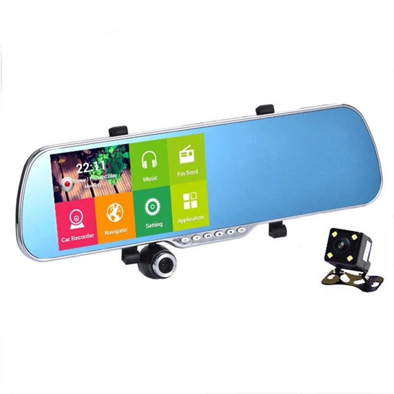 Cemicen 5,0 дюймов Android 4,4 gps ips экран FHD 1080P Автомобильный видеорегистратор зеркало заднего вида видео рекордер двойная камера