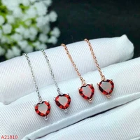 kjjeaxcmy fine jewelry 925 pure silver inlaid natural garnet flame color female section heart shaped ear stud ear line support t