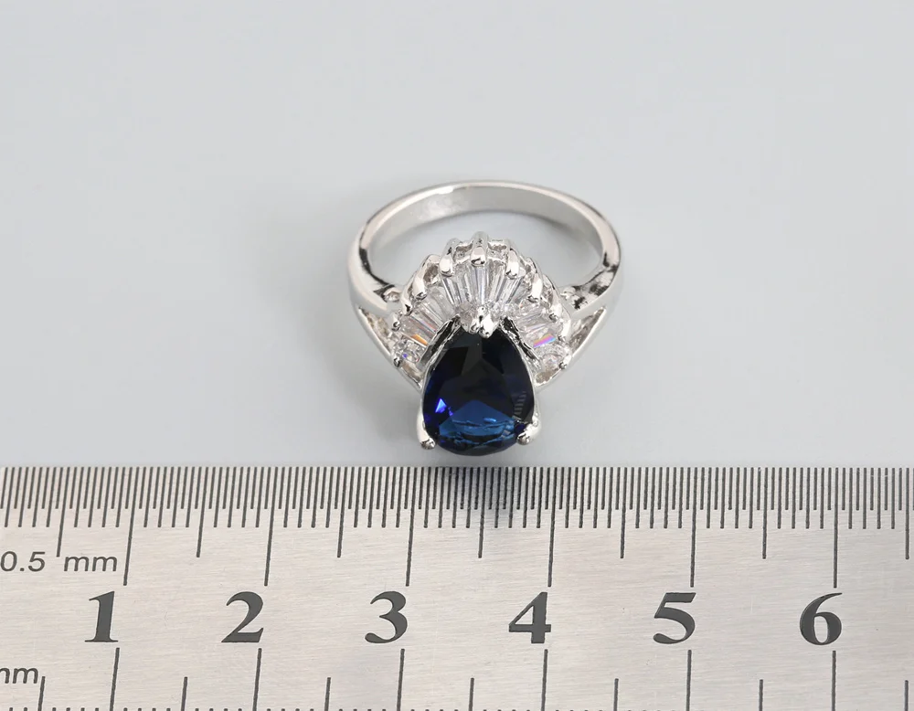 Awesome Blue Stone 8*12mm Semi-precious Silver Cool For Women Ring Q2561 | Украшения и аксессуары