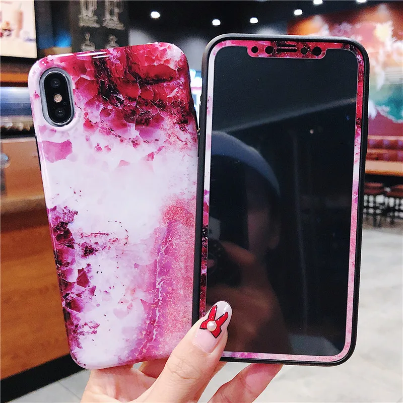 Мультяшное закаленное стекло + задняя крышка для iPhone 11 Pro Max 6plus Защита экрана XS XR 8 7