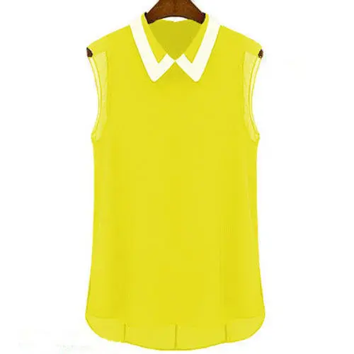 Женское летнее свободное повседневное Шифоновое без рукавов рубашки топики