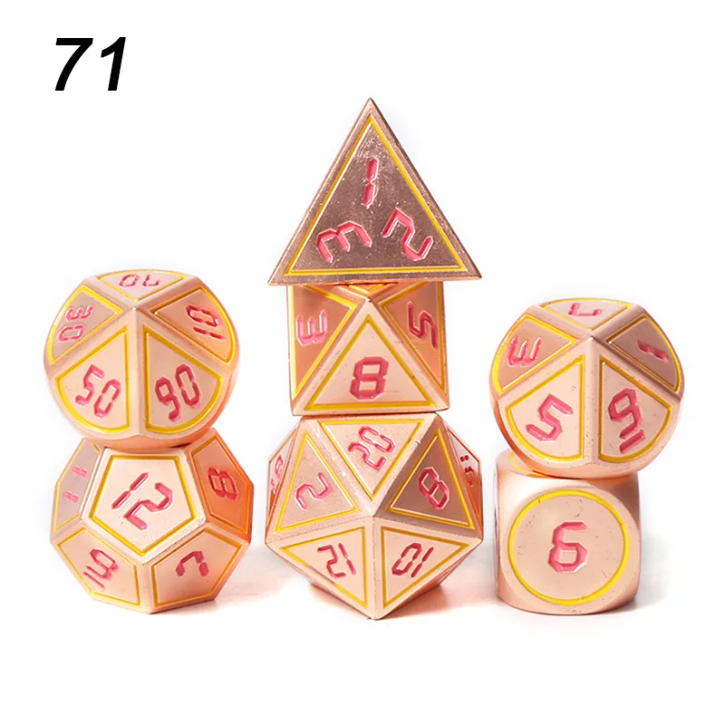Chengshuo игральные кости DND Металл РГП набор многогранных подземелья и дракон d20 10 8 белые настольные игры цинковый сплав зеленый цифровой рисунок кости - Цвет: 71