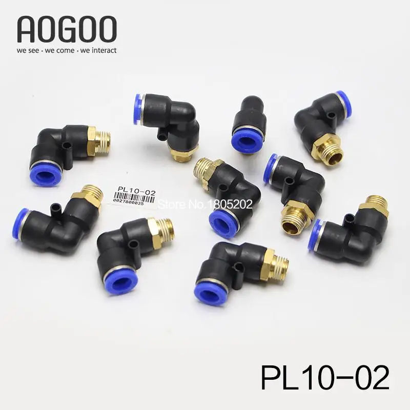 

10Pcs/lot PL10-02 Pneumatic Fitting L Series 1/4" (DN8) Male Thread Quick Connector to 10mm PU Tube