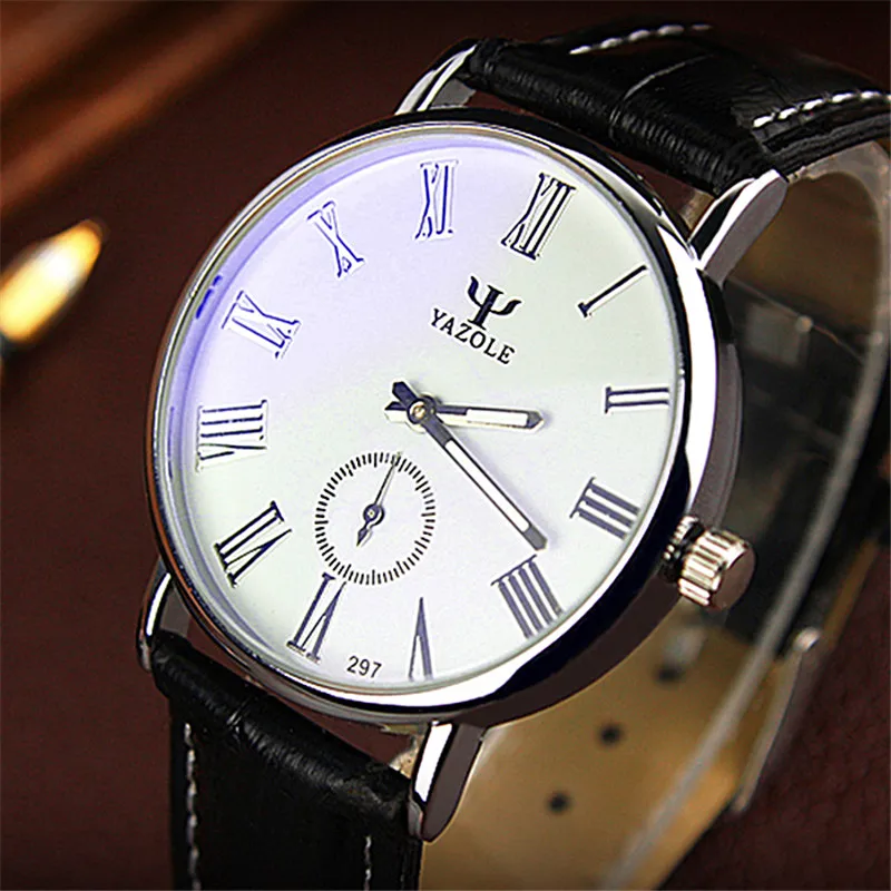 Yazole модный бренд Любители часы женщины мужчины кожа Наручные Круглый циферблат