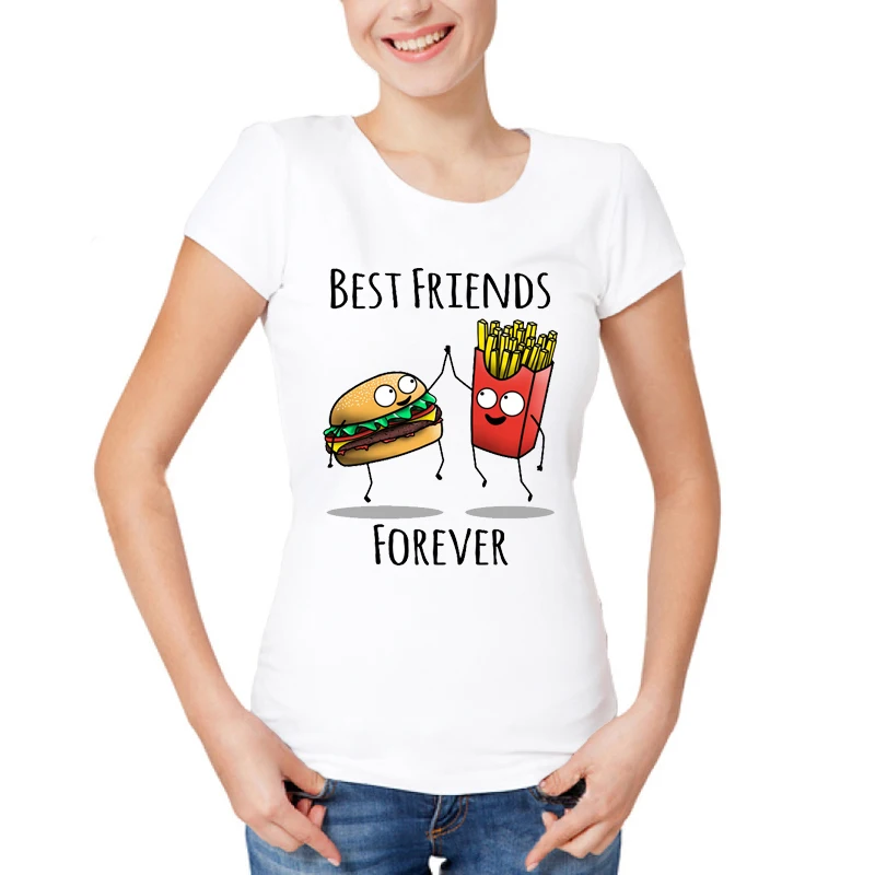 2019 Женская мода на каждый день с круглым вырезом BFF футболка коротким рукавом
