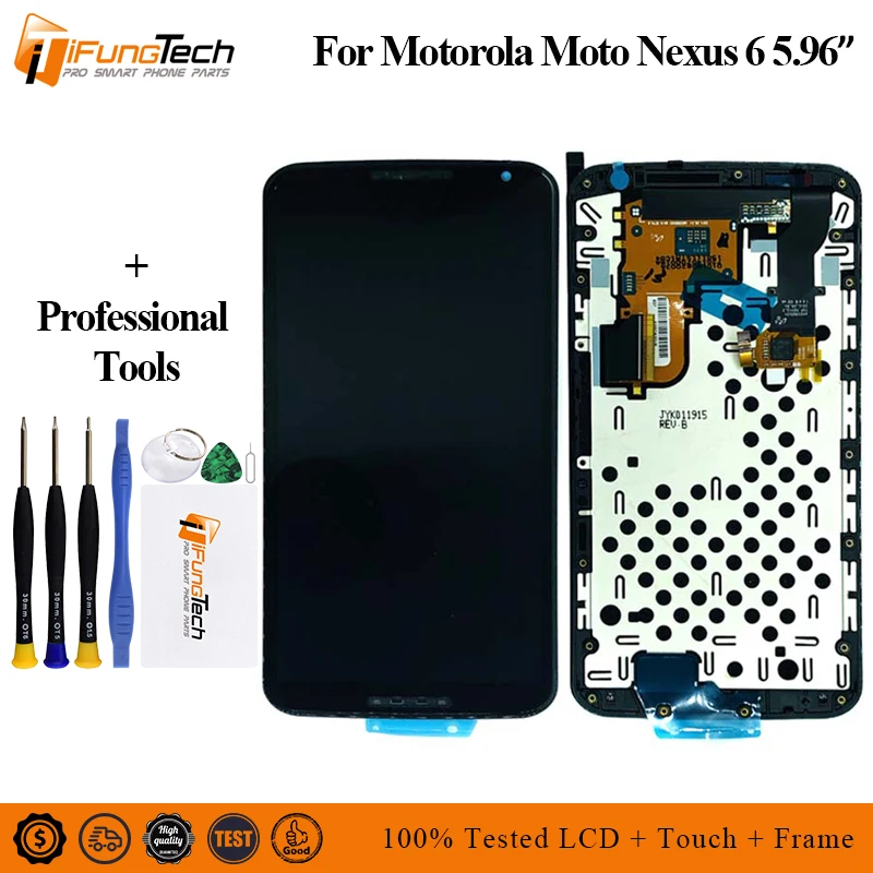 ЖК дисплей для Motorola Nexus 6 XT1100 XT1103 сенсорный экран дигитайзер в сборе с рамкой 100%