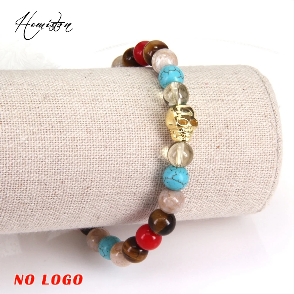 Томас красный коралл цветная Материал смешивания с золотой браслет черепом из