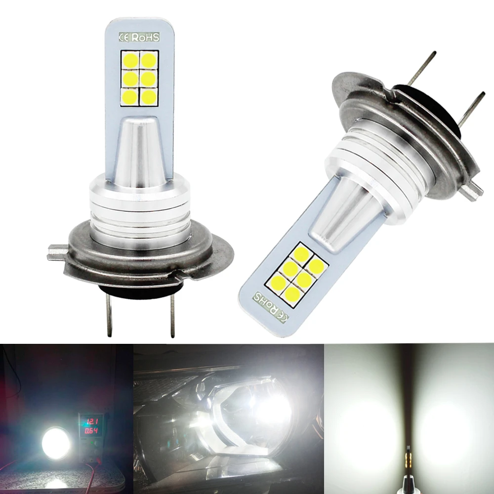 CJXMX 2 шт. H7 светодиодный противотуманный светильник для автомобиля 1200LM 12 3030SMD