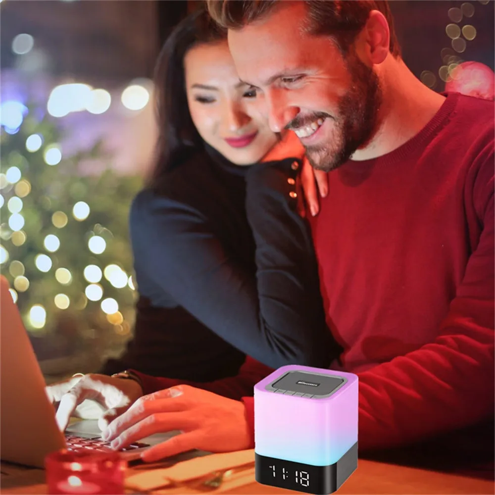 Elecstars будильник ночник сенсорный датчик прикроватная лампа с Bluetooth динамик