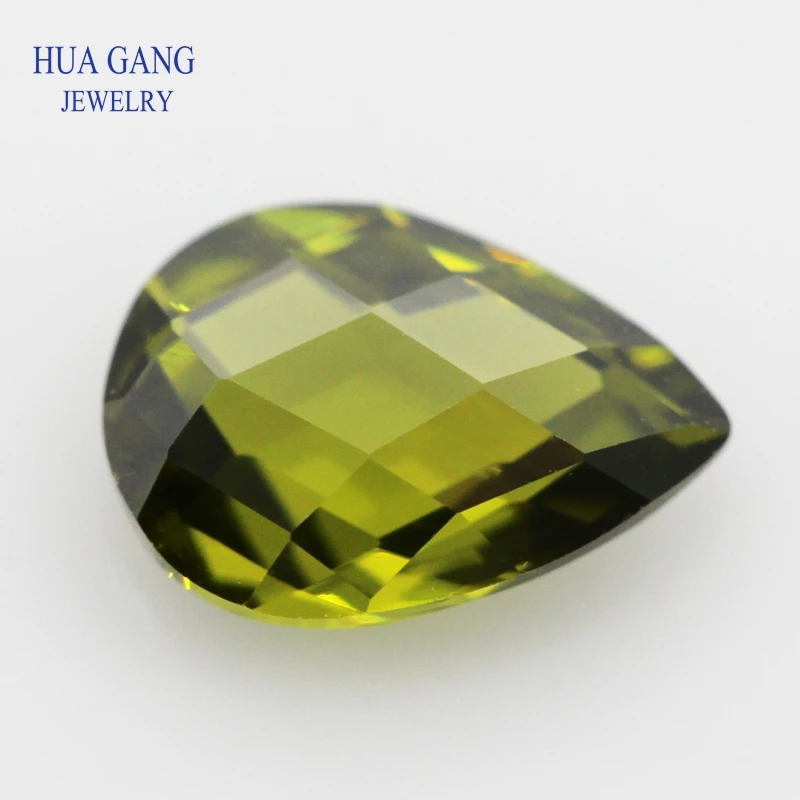 

Peridot CZ Stone Pear Shape Double CheckerBoard Synthetic Gems Cubic Zirconia For Jewelry 3x5~13x18mm Free Shipping