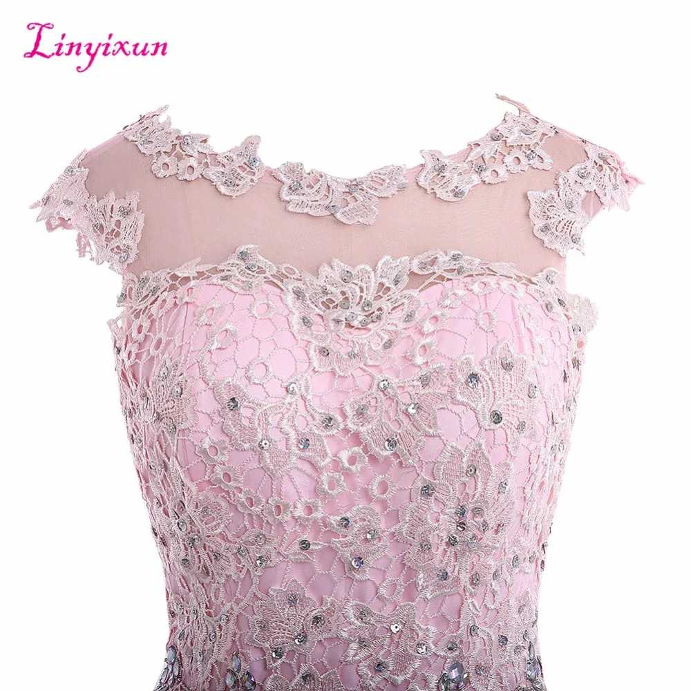 Изысканные коктейльные платья Linyixun с реальным фото кружевное платье для
